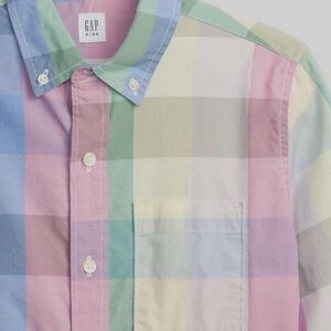 Gap Kids Boys Easter Pastel Plaid Button Down Shirt L
